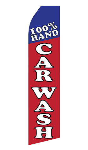 100% Hand Car Wash Swooper Flag