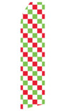 Red, Green, and White Checkered Swooper Flag